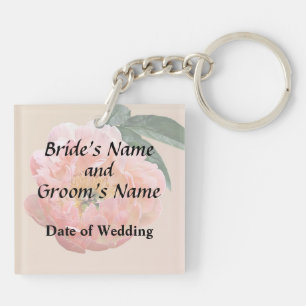Pink Peony in Sunshine Wedding Products Key Ring