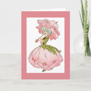 Pink Peony Lady Greeting Card