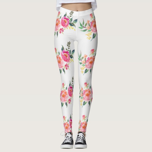 Pink peony leggings (Front)