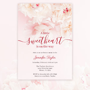 Pink Peony Little Sweetheart Girl Baby Shower Invitation