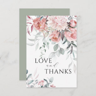 Pink Peony Love & Thanks Wedding Thank You Card