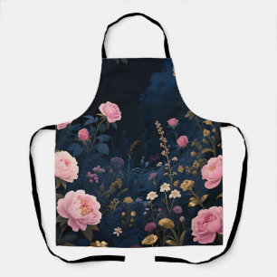Pink Peony Midnight Garden Bloom Apron