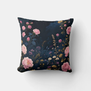 Pink Peony Midnight Garden Bloom Cushion