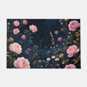 Pink Peony Midnight Garden Bloom Doormat