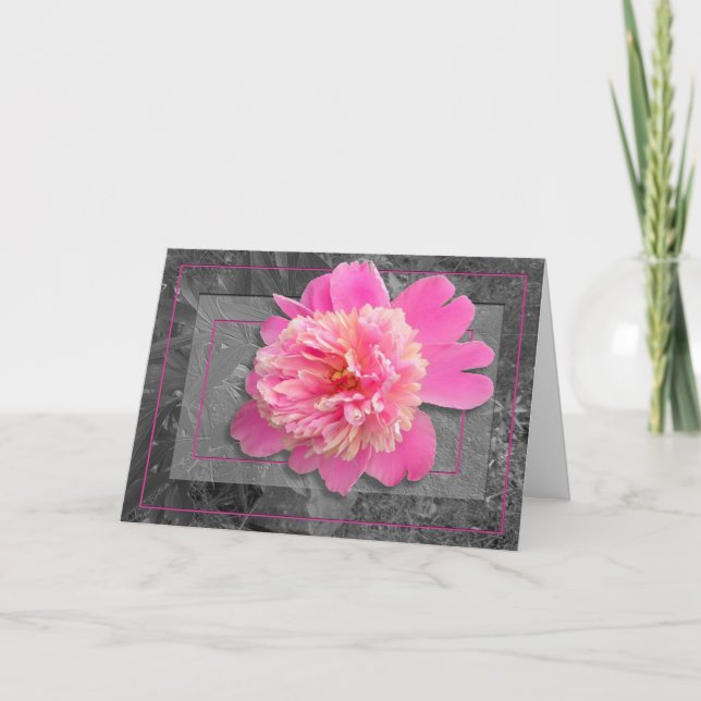 Pink Peony Mother's Large Font Day Card (Front)