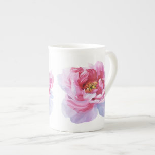 Pink Peony Mug Cup Bone China