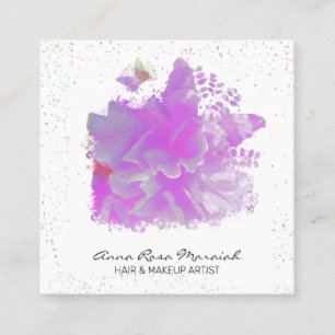 *~* Pink Peony Painting Art Butterfly AR3 Square Business Card