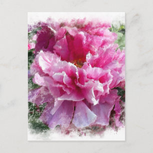 *~* Pink Peony Painting Artistic Impressionism AR1 Postcard