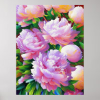 Pink Peony Painting, Peonies Flower Wall Art