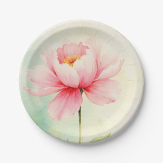 Pink Peony Paper Plate