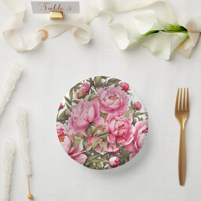 Pink Peony  Paper Plate (Wedding)