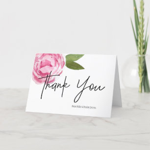 Pink Peony Personalised Thank You Card