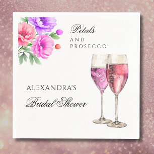 Pink Peony Petals and Prosecco Bridal Shower Napkin