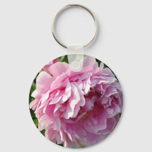 Pink Peony photo cottage farmhouse floral garden Key Ring