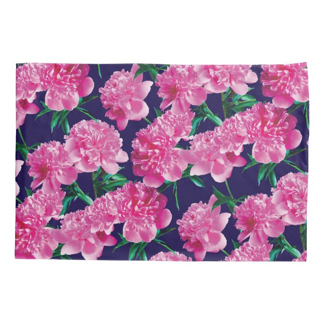 Pink Peony Photo Pattern Romantic Girly Modern Pillowcase (Back)