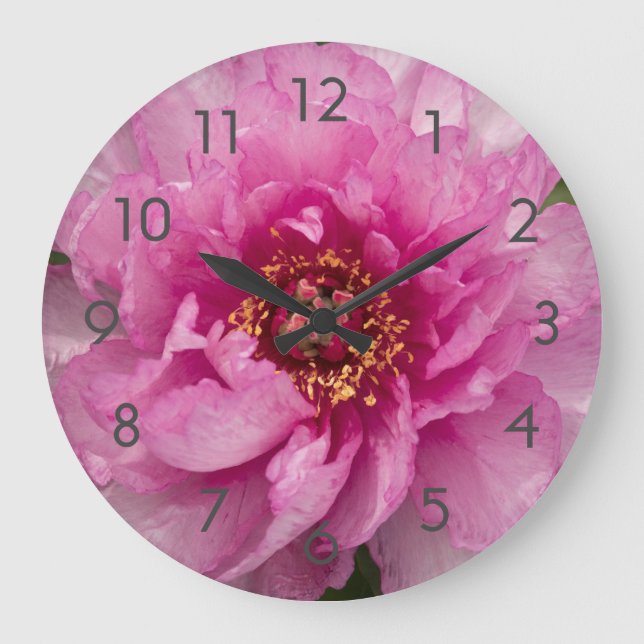 Pink Peony Photograph Acrylic Wall Clock (Front)
