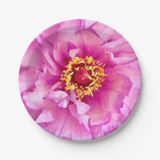 Pink Peony Plates, 7" Round Paper Plate