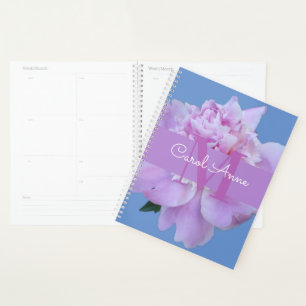 Pink Peony Purple Monogram Floral Planner