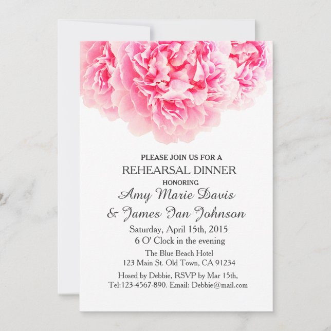 Pink peony rehearsal dinner invite peony3 (Front)
