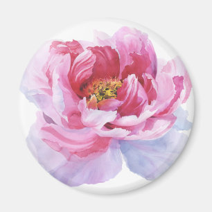 Pink Peony Round Magnet