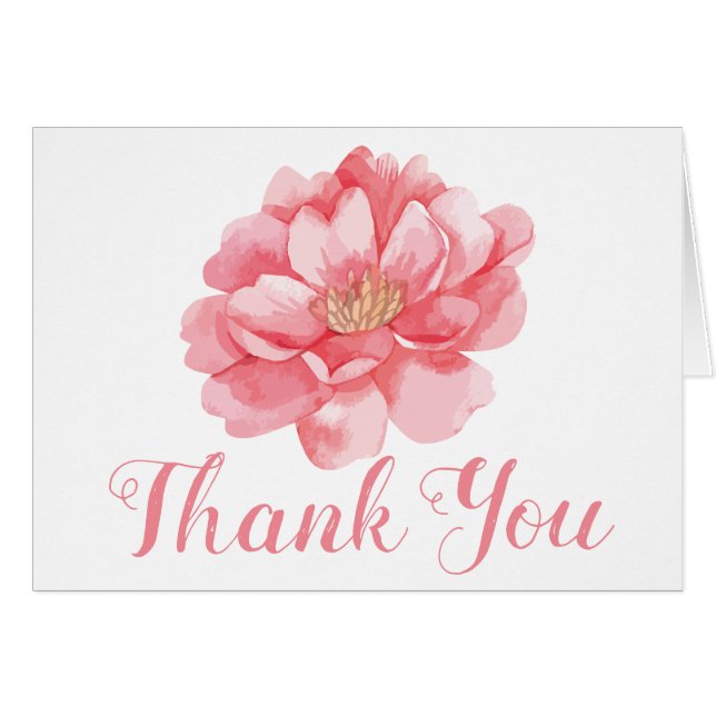 Pink Peony Thank You Floral Flowers Peonies (Front Horizontal)