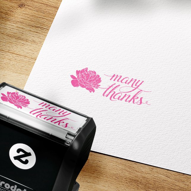 Pink Peony Thank You Self-Inking Stamp (Creator Uploaded)