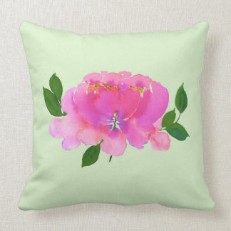 Pink Peony Throw Pillow