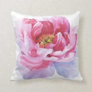 Pink Peony Throw Pillow