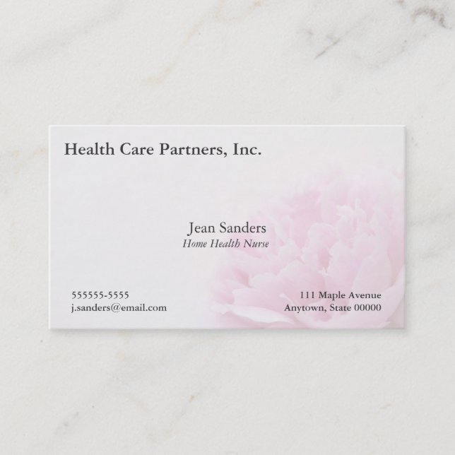 Pink peony view fade business card (Front)