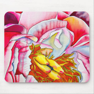 Pink Peony watercolor fine art Mouse Pad