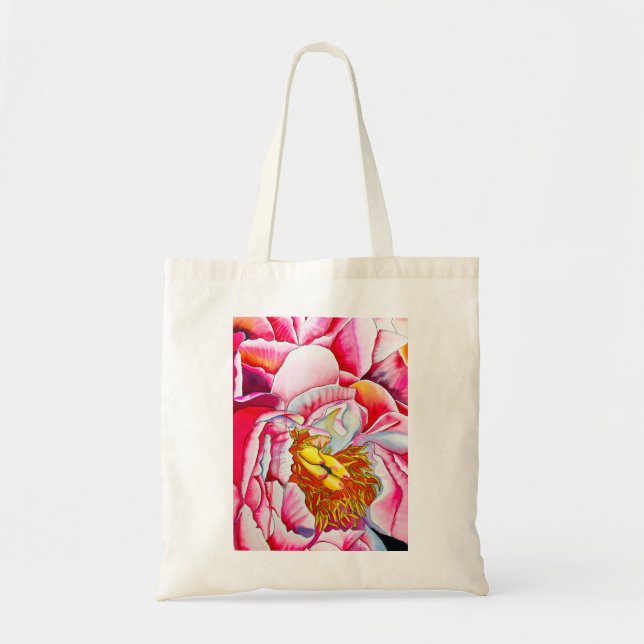 Pink Peony watercolor fine art Tote Bag (Front)