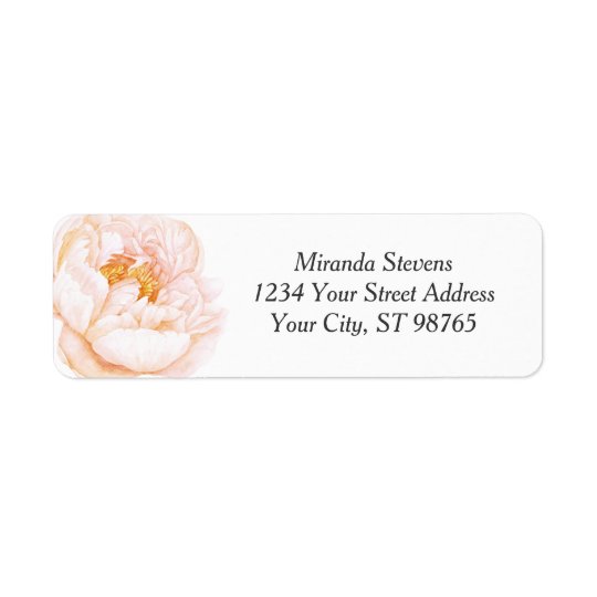 Pink Peony Watercolor Floral Return Address Label