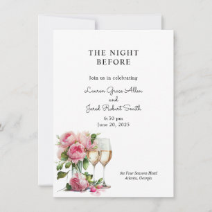 Pink Peony Watercolor Rehearsal Dinner Invitation