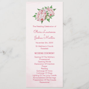 Pink Peony Watercolor Wedding Programs