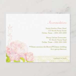 Pink Peony Wedding Accommodation Enclosure Postcard