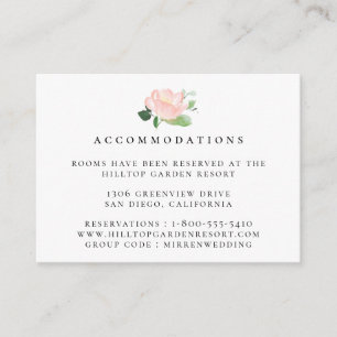 Pink Peony Wedding Accommodations Enclosure Card