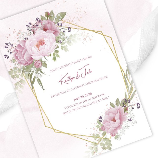 Pink Peony Wedding Invitation (Creator Uploaded)