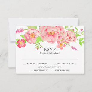 Pink Peony Wedding RSVP Card