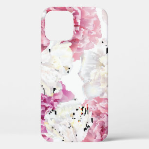 Pink Peony White Tulip Vintage iPhone 12 Case