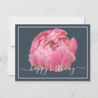 Pink Peony With Dew Drops Grey Backdrop Birthday