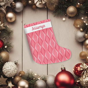 Pink Peppermint Mid Century Modern Holiday Large Christmas Stocking