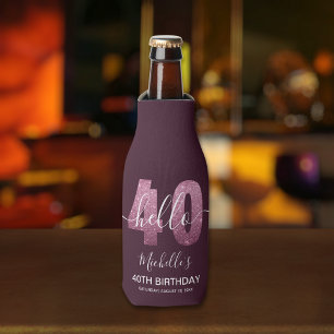 Pink Perfection at 40! Glamorous Modern Birthday  Bottle Cooler