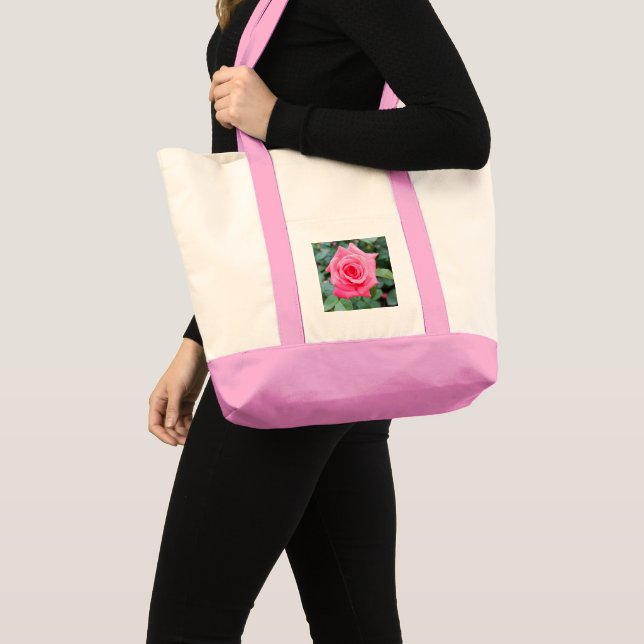 Pink Perfection Rose Tote Bag (Front (Product))