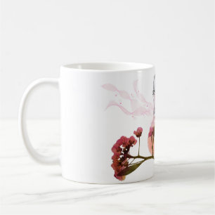 Pink Perfume Bottle & Flowers Coffee Mug Aesthetic