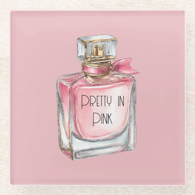 Pink Perfume Glass Coaster (Front)