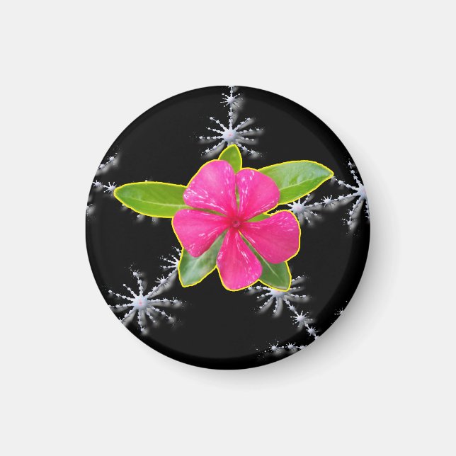 Pink Periwinkle Fractal Splash Magnet (Front)