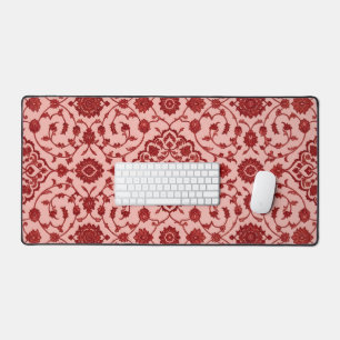 Pink Persian Desk Mat, Vintage Red Floral Pattern Mat