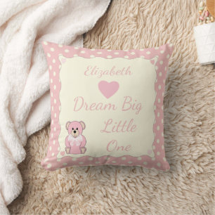 Pink Personalised baby name Teddy Bear Cushion