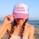 Pink Personalised Bachelorette Trucker Hat<br><div class="desc">Fun,  flirty pink with simple vertical block lettering to give to each guest at the bachelorette party. Pretty keepsake favour for your favourite bride squad! Message me if you want something different than what you see here-happy to create something custom for you.</div>