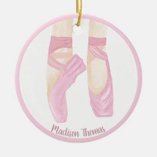 Pink Personalised Ballet Toe Shoes   Ceramic Ornament